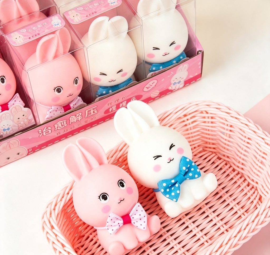Bow Tie Bunny Squishy with Mesh Bag product image
