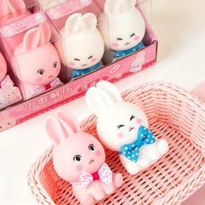 Bow Tie Bunny Squishy with Mesh Bag